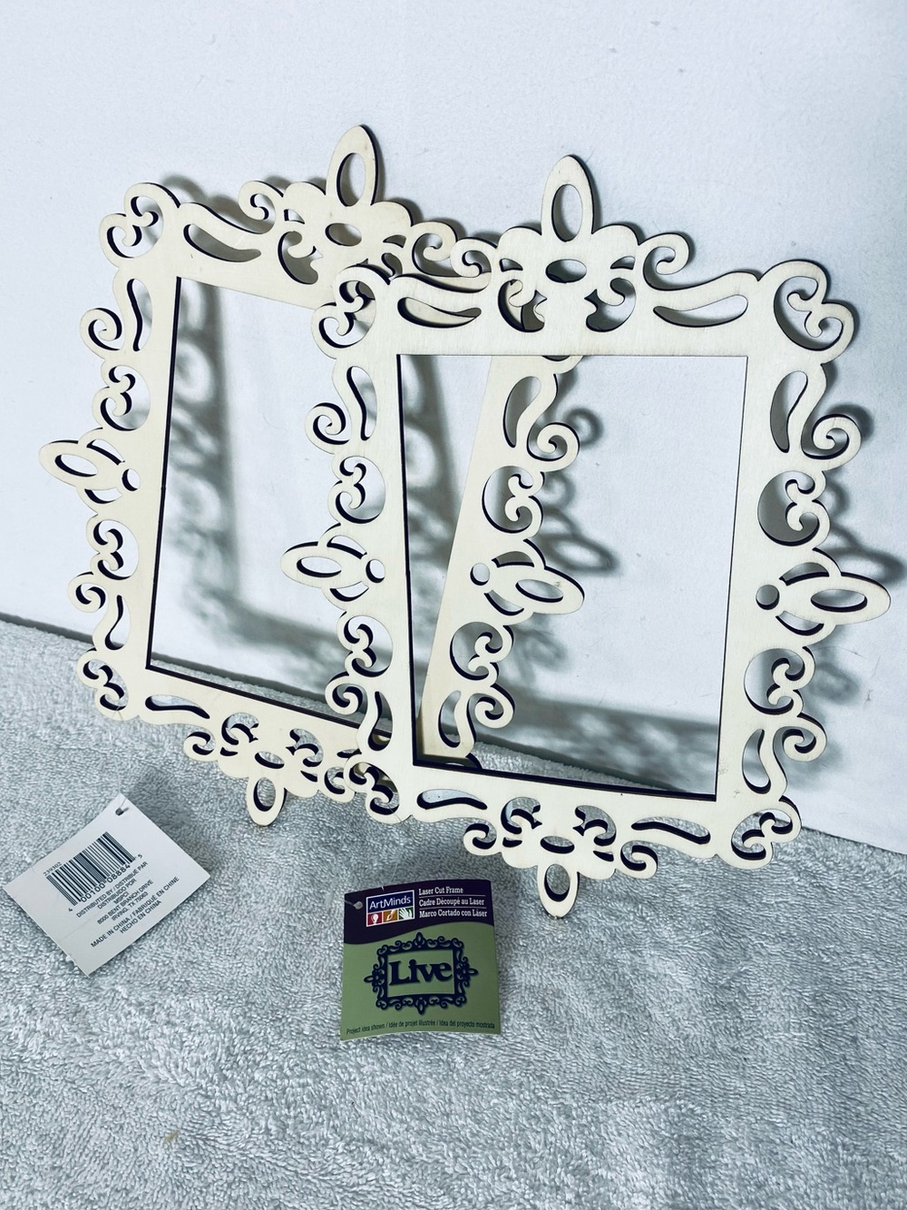 5/$35 ArtMinds Laser Cut Wooden Photo Frame Ready To Finish X2 Cottagecore